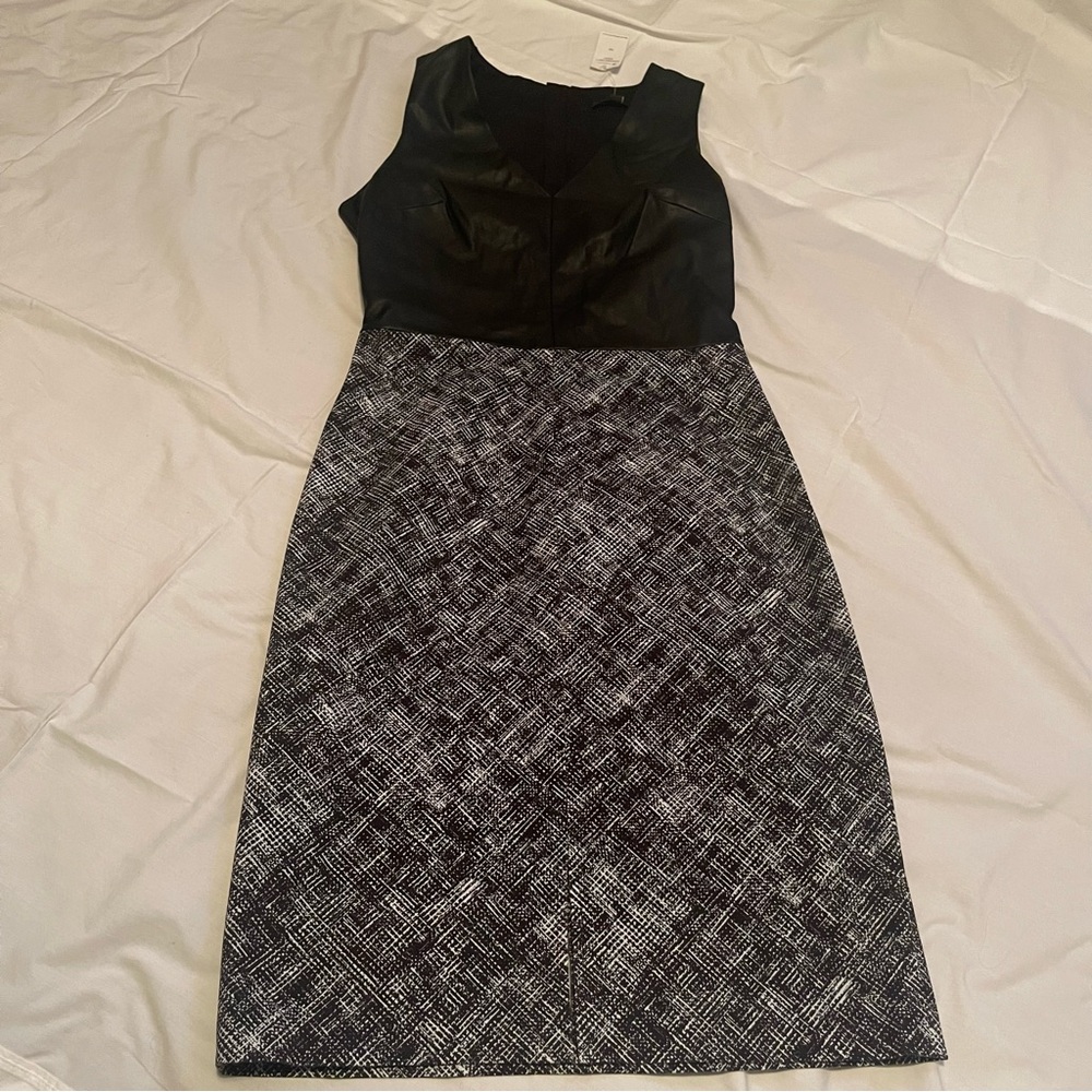 Banana Republic Leather Mixed Sheath Dress Size 10 NWT